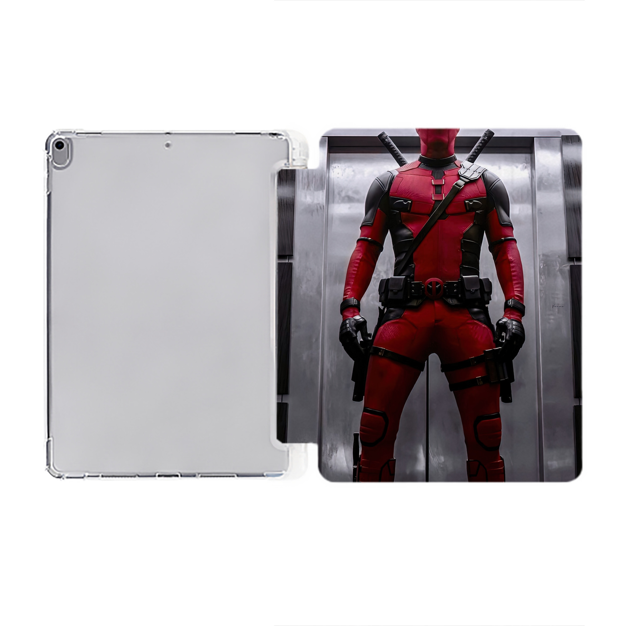 （画像用） Deadpool デッドプール IPad ケース ペン収納付き 三つ折りスタンド PUレザー×シリコン 対応機種9.5/10.5/10.9インチ